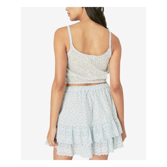 LUCKY BRAND Womens Light Blue Tiered Lined Elastic Waist Short A-Line Skirt XXL - Picture 2 of 4